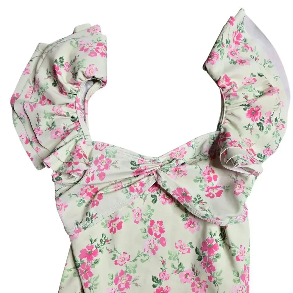 Janie‎ & Jack Recycled Floral Flutter Sleeve Swimsuit Size: 8
